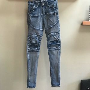 Blue topic biker style jeans